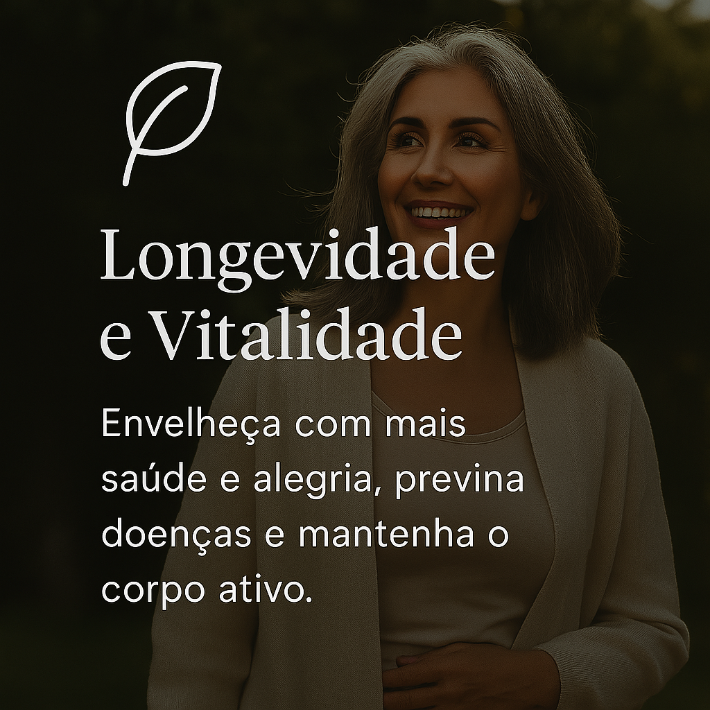 Mulher madura caminhando ao ar livre com leveza e bem-estar, representando saúde prolongada, autonomia e qualidade de vida.